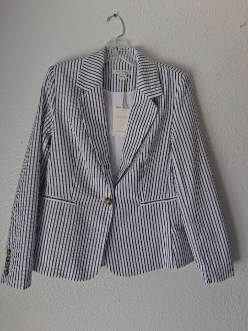 Free Assembly women's size S (4-6) blue and white single breasted blazer